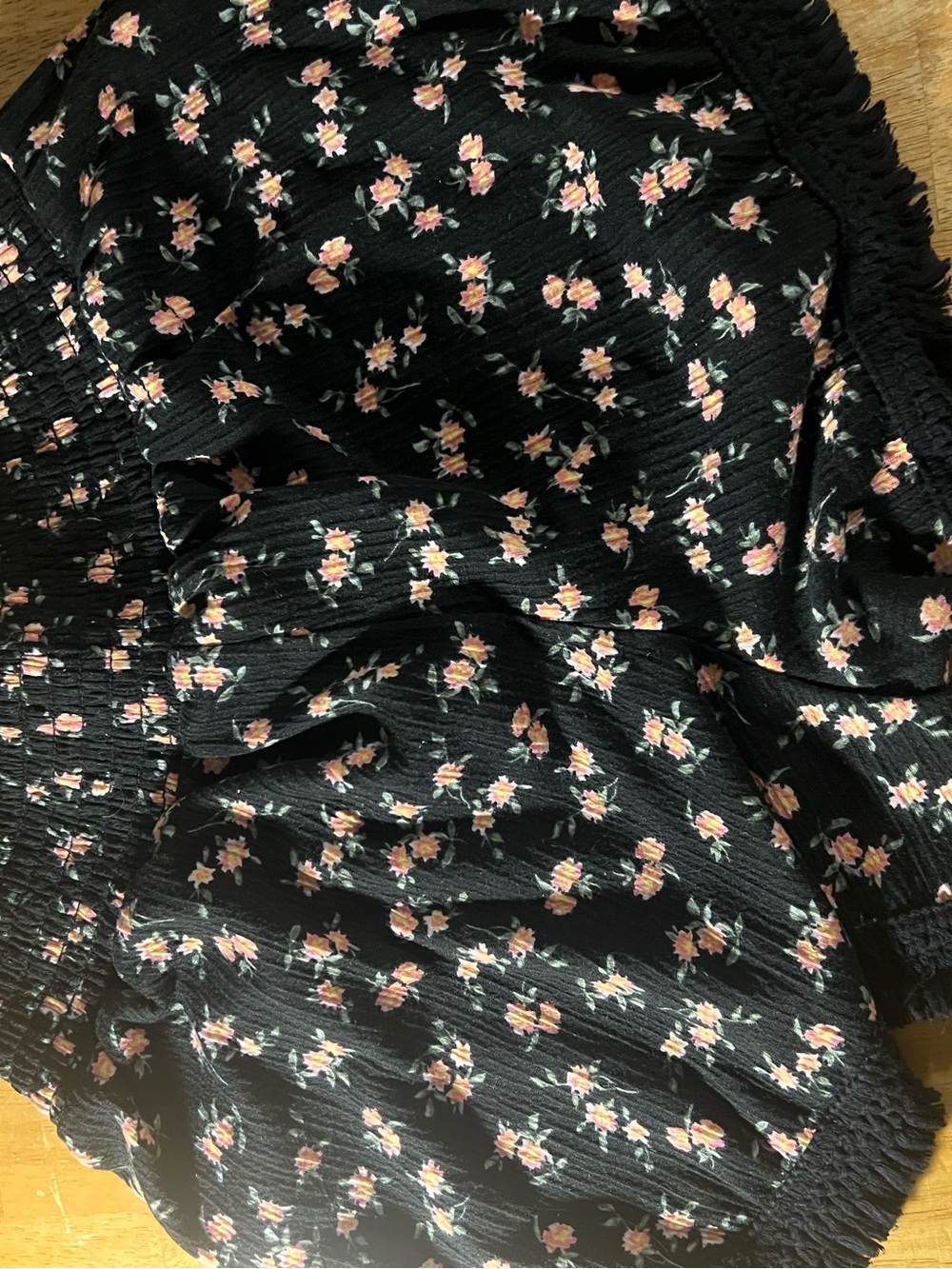 No Boundaries Black Mini Shorts with Pink Floral Print